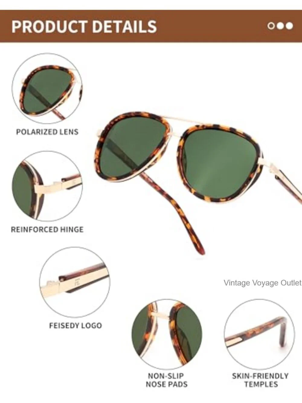 Retro Polarized Aviator Sunglasses UV400 Protection Metal Frame